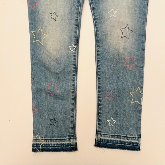Gap Kids Star Printed Super Skinny Ankle Denim Jeans Light Wash Raw Hems Sz 10 - Picture 12 of 14